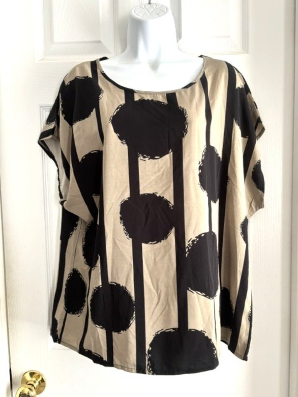 Large Dot Print Cap Sleeve Top